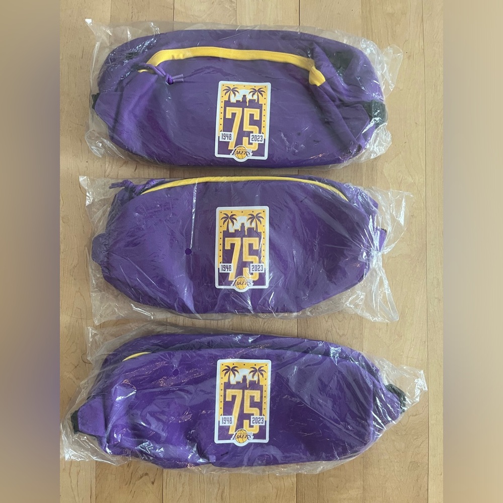 3 NEW IN plastic LA Lakers Fanny Packs